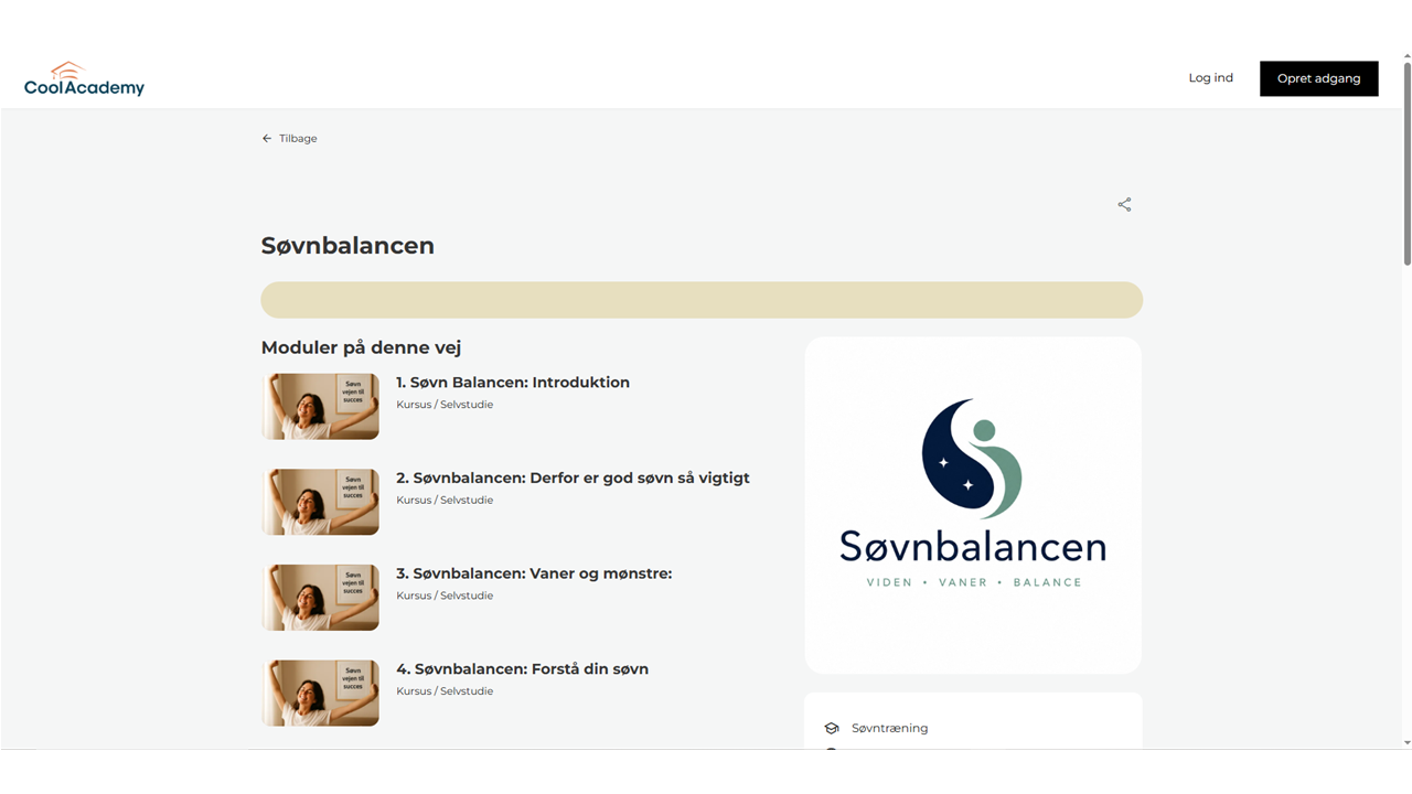 billede af registreringssiden på CoolAcademy Online